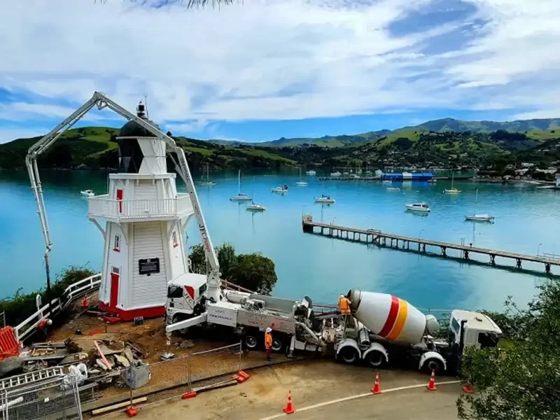 JFC Pumps pumping concrete at Akaroa Lighthouse